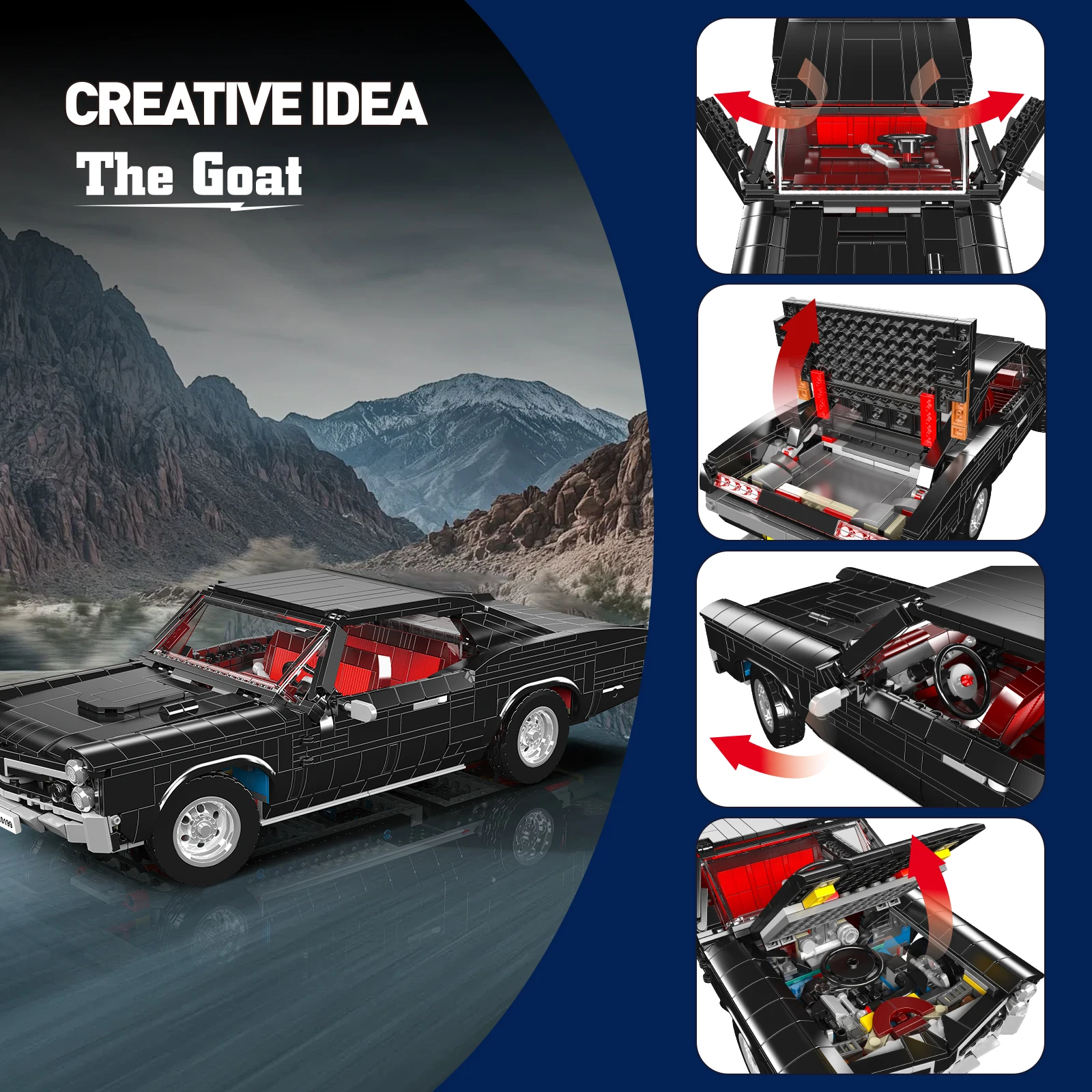 Mould King 10199 Muscle Car Building Blocks Technical Sports Vehicle Model Bricks Assembly Toy Kids Ideal Birthday Gift 1563PCS