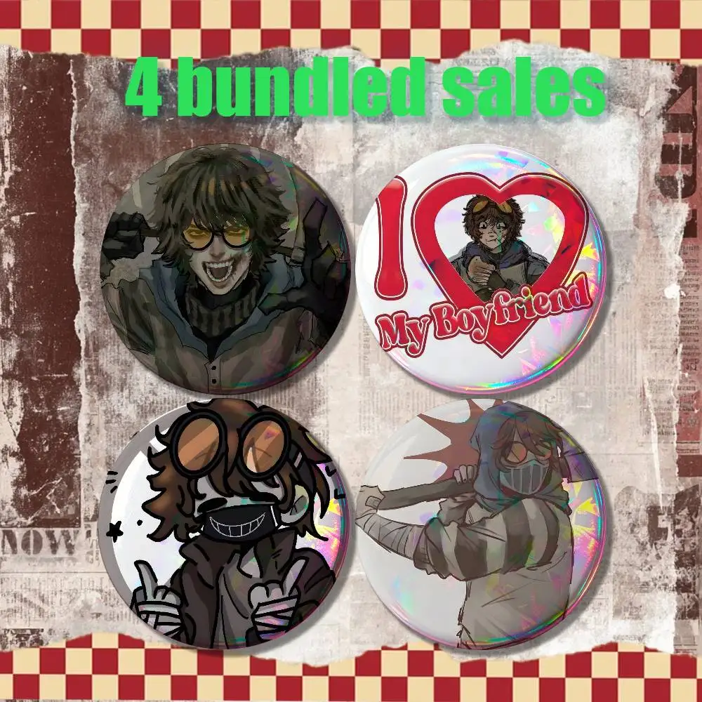 C-CreepypastaS T-Ticci Toby 4-piece set Enamel Pins Anime Badge Fashion Jewelry Accessories Round Snap-in Brooch on Backpack
