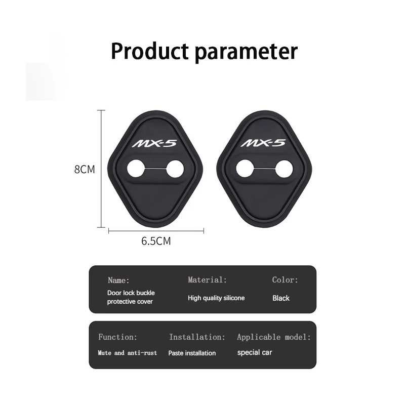 2pcs Car Door Mute Damping Cushion Silicone Door Lock Buckle Car Door Anti-collision Protective Cover for MAZDA MX-5 MX5