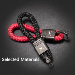 High-quality Weaving Rope Car Pendant Metal Leather Keychain Buckle Key Ring For Ford Mustang GT 2020 2019 2018 2017 2016 SHELBY