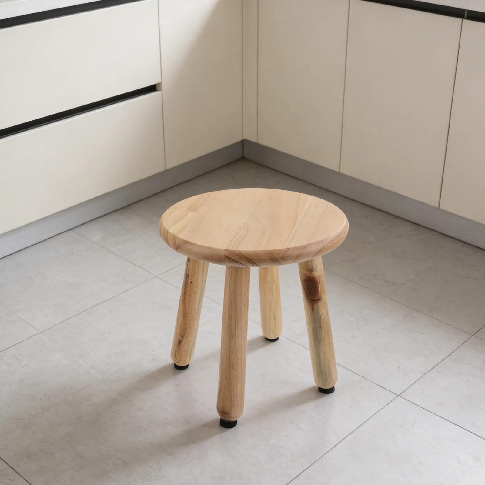 Round Solid Wooden Step Stool Four Legged Small Seating Chair 9.5 Inch Rustic Vintage Wood Step Stool for Kitchen Bathroom Plant