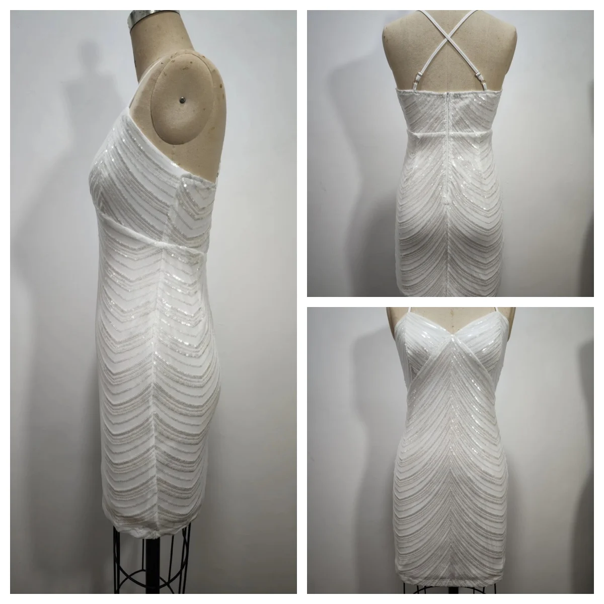 فساتين LUCYSHIHATTU قصيرة لحفلات العودة للوطن مع ترتر سباركلي للمراهقين بحزام سباغيتي ورقبة على شكل حرف V فستان قصير لحفلات الكوكتيل والنوادي