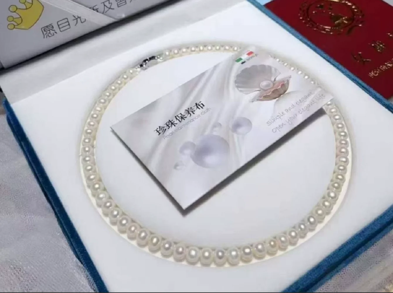 

Natural Pearl AAA6-7mm Japanese Round Pearl White Necklace 18 inch +Earrings with Box Certificate
