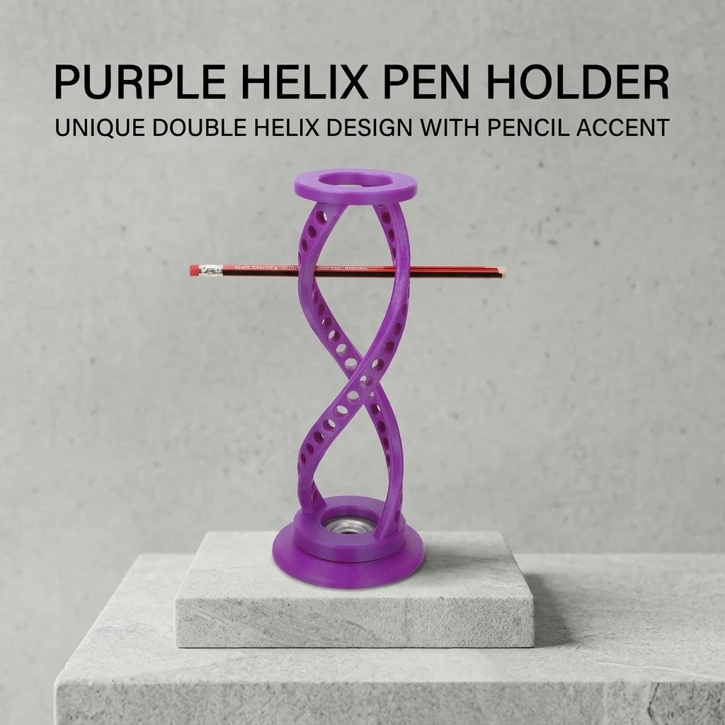 Office Desk Pen Holder Rotating DNA Double Helix Pencil Organizer PLA 3D Printed Stationery Container for Students Study Room