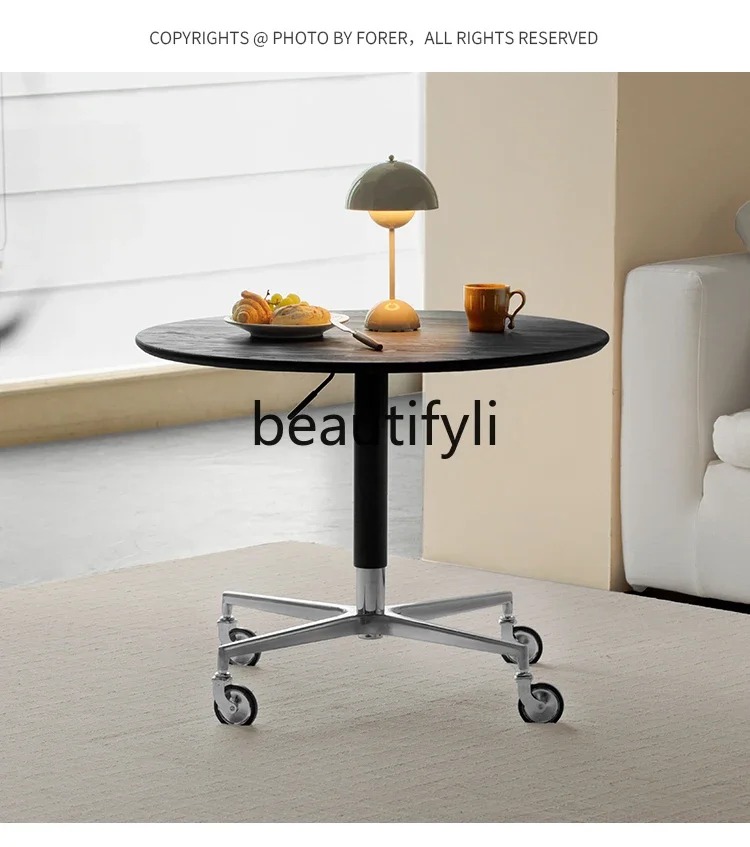 

A139 Lifting coffee table black living room sofa side modern simple coffee table round table