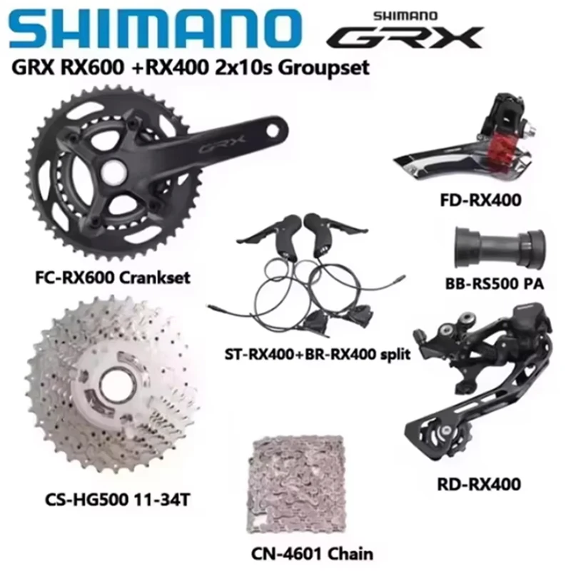 Shimano RX600 RX400 2x10S Group 170MM 46-30T Crankset GRX RX400