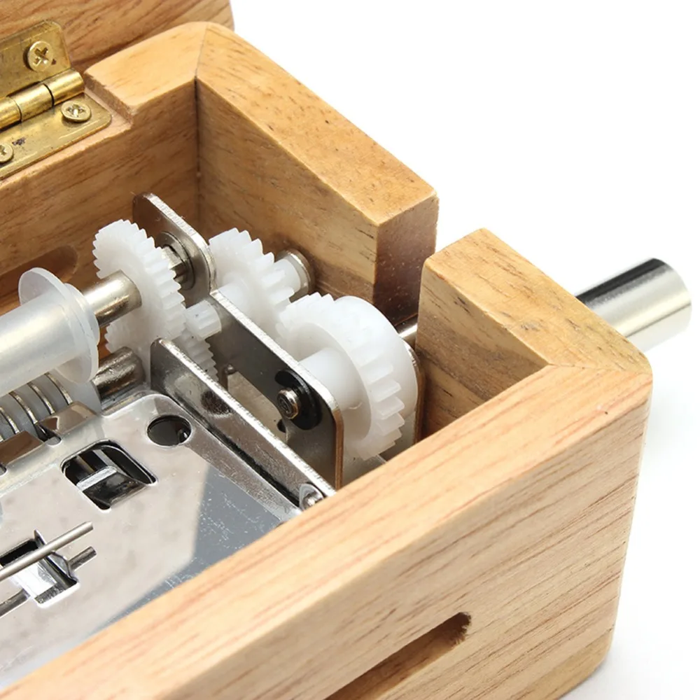 15 Tone Wooden Music Box Hole Puncher Wooden Material Small Musical Box Paper Tapes Hand Cranked Mechanism Musical Instruments