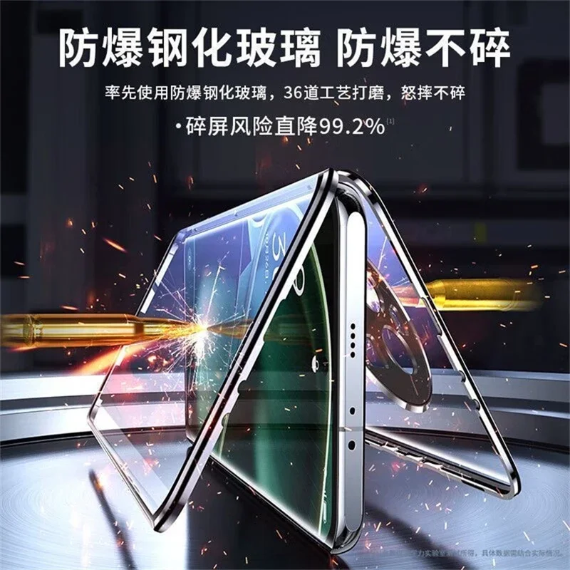 Tempering Glass Case For Xiaomi POCO X7 Pro 5G Case 360 Full Double Sided Magnetic Adsorption Metal Cover For Redmi Turbo 4 Capa
