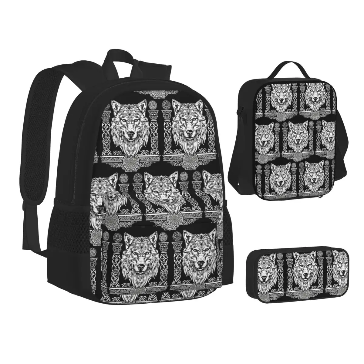 

Norse Nordic Viking Celtic Backpacks Boys Girls Bookbag School Bags Kids Rucksack Lunch Bag Pen Bag Three-Piece Set