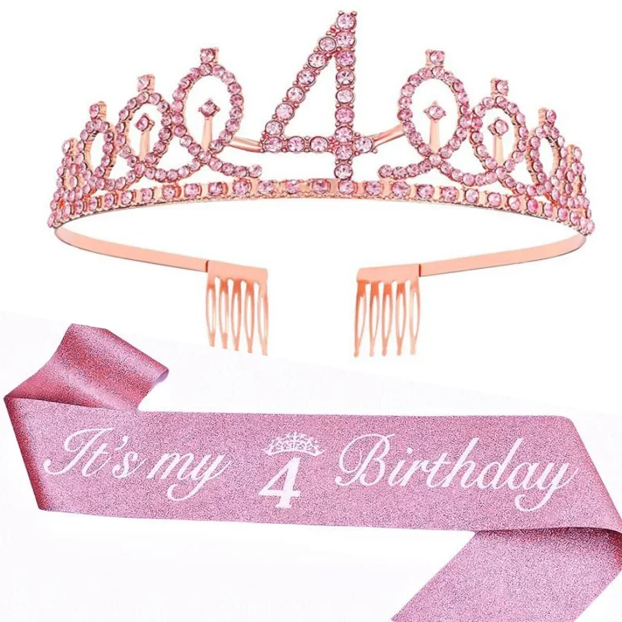 Geburtstags-Tiara-Krone-Schärpe für Frauen und Mädchen – „Es ist mein 4., 5., 6., 7., 8., 9., 10., 11., 12., 13., 15., 16. Geburtstag“ – Partydekoration – Detail 5