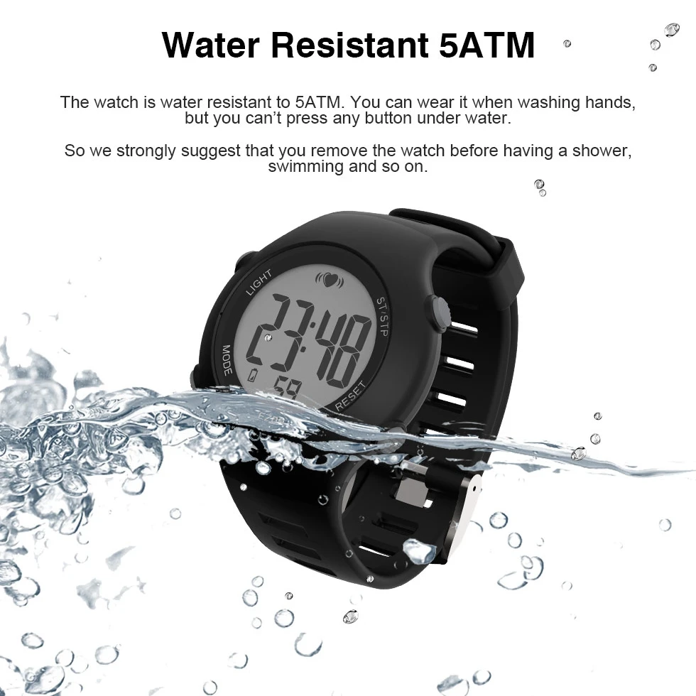 Heart Rate Monitor Running Sports Watch with Chest Strap Exercise Heart Rate Monitor chronograph Alarm