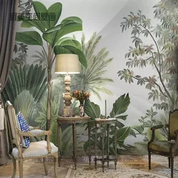 Customized products Southeast Asia tropical rain forest plant wallpaper green Nordic leaves bedroom TV background wall mural 3D