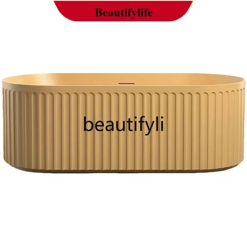 

Bathtub Household Small Unit Free-standing Artificial Stone Color Oval Wide Vertical Stripe Orange BathtubAsmt52