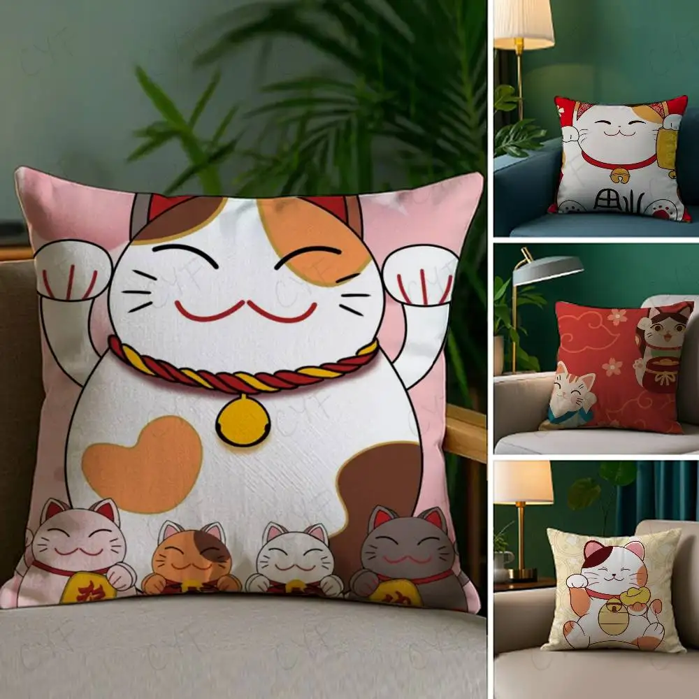 

Neko Rich Luck Money Cat Pillow Case Custom Printed Brushed Fleece Pillow, Baby Skin-Touch, Eco-Friendly Dye-Sublimation Cushion