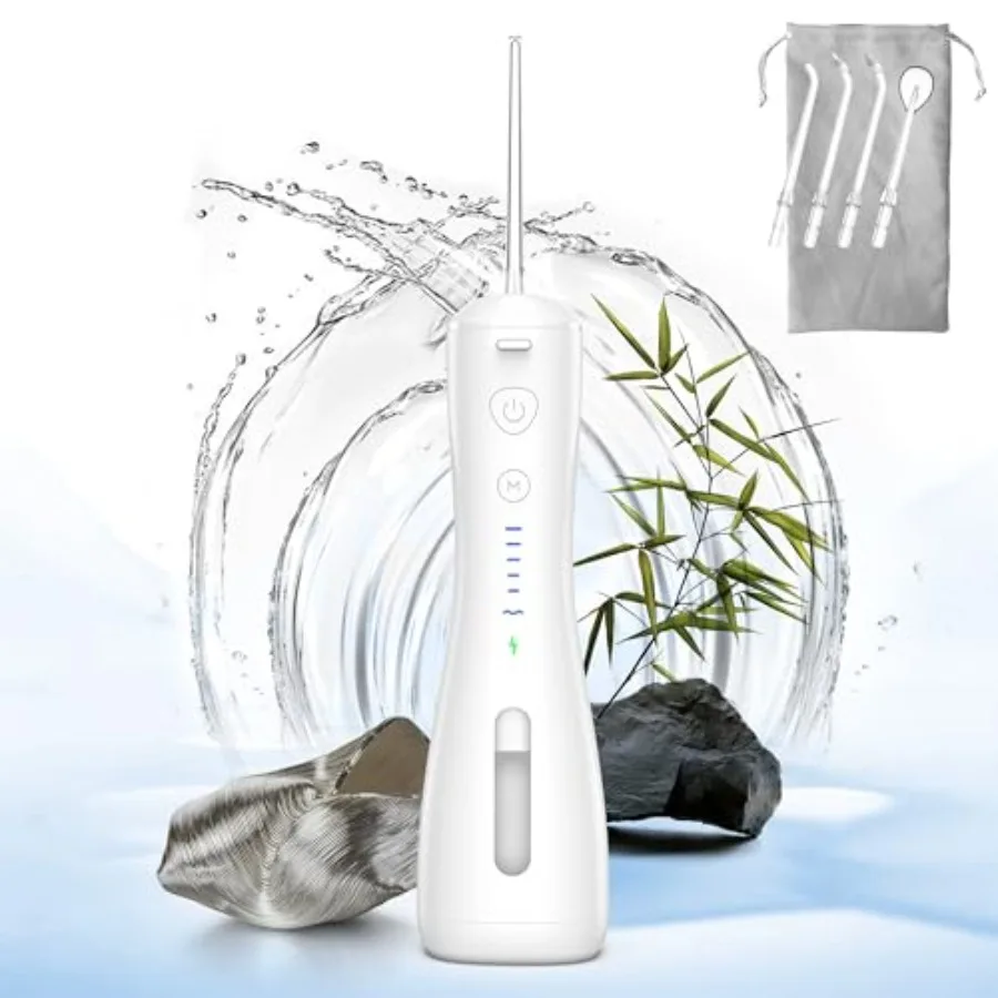 

Water Flosser [Dental Cordless Portable] 6 Modes and IPX7 Waterproof Rechargeable Oral Irrigator Water Teeth Cleaner Floss Pick