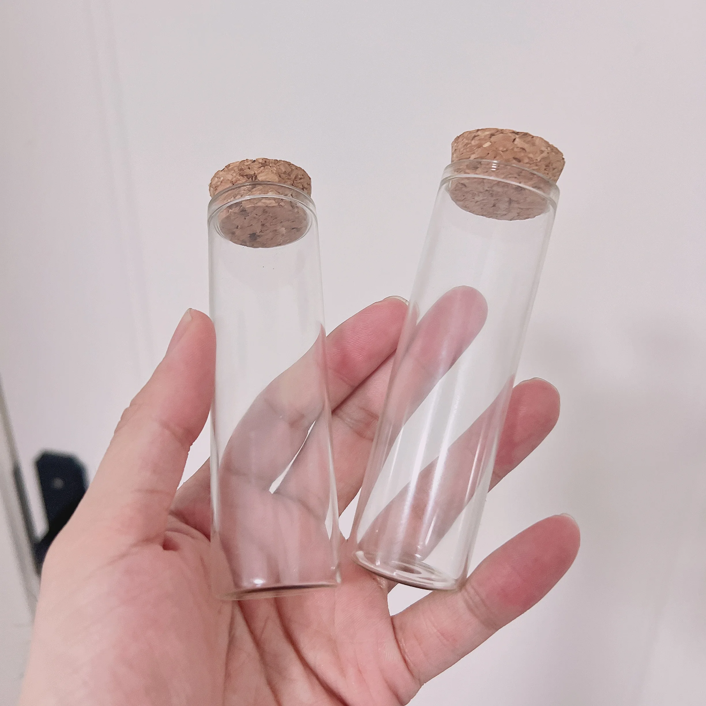 10/21 Pcs 50ml Corked Glass Jars 30x100mm Tall Wide-Mouth Bottles Corked Glass Vials Dragee Party Favors & Wishing Wedding Gift
