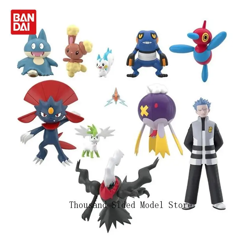 Original BANDAI Pokemon Scale World 1/20 Sinnoh Region 3 Darkrai Anime Figure Buneary Weavile  Porygon2 Kawaii Doll Model Toys