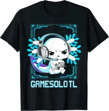 Axolotl Gaming Kids Boys Girls Kawaii Anime Video Game Pew Gamer T-Shirt Gift Cute Gamesolotl Graphic Tee Tops Teens Clothes