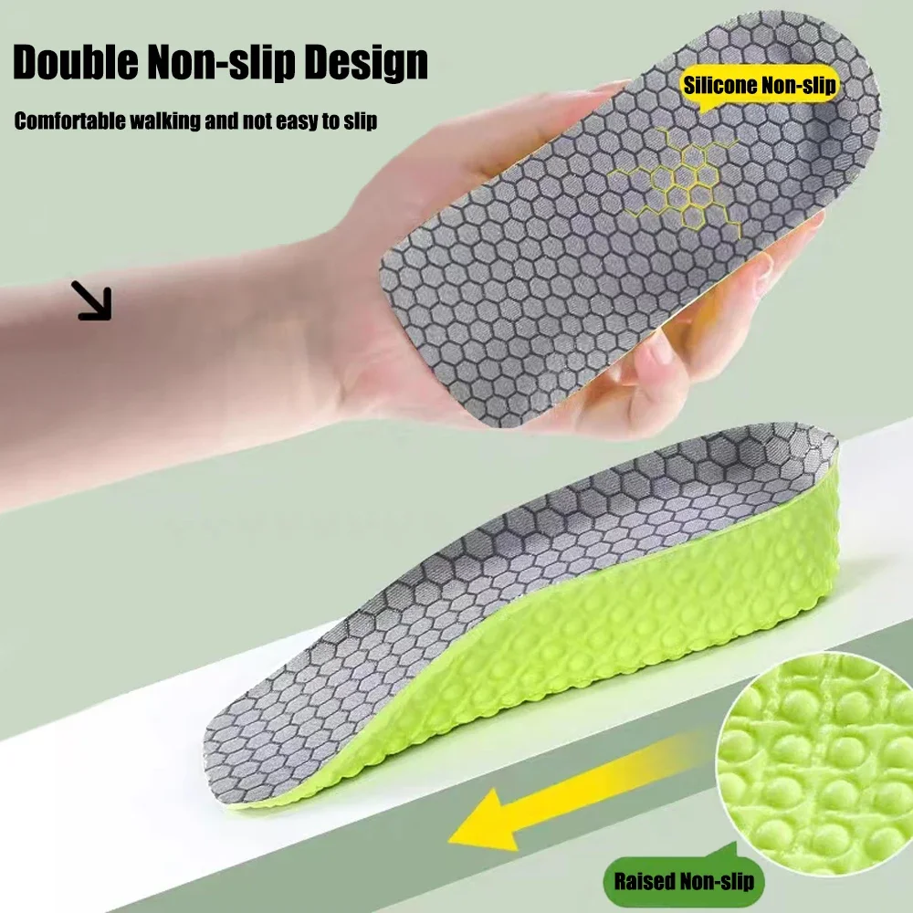 Solette per aumento di altezza per uomo Donna Scarpe Cuscinetti per scarpe sportive ammortizzanti più alti per piedi Supporto per arco plantare Solette ortopediche