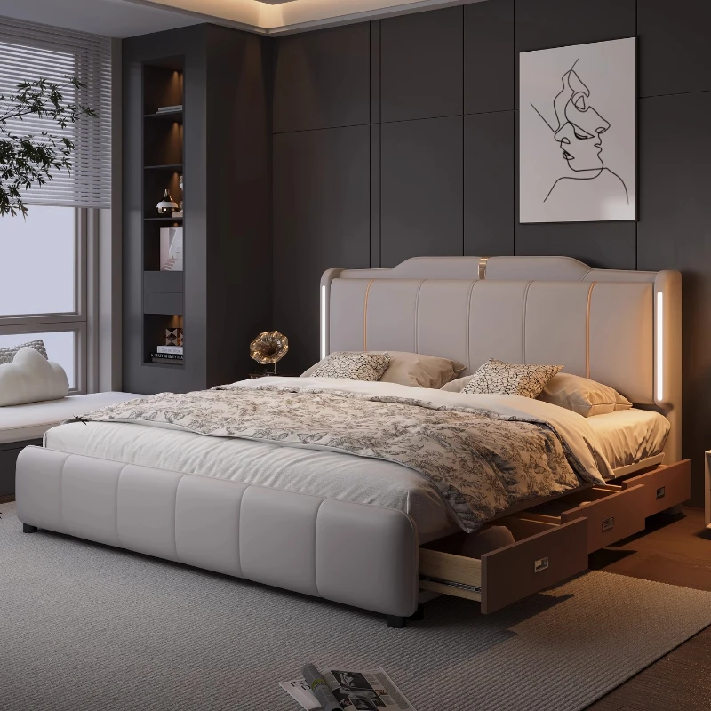 

Современная кровать в скандинавском стиле, 180x200 см, двуспальная деревянная кровать, каркасы изголовья и основание кровати, татами, мебель для спальни, комплект для спальни королевы