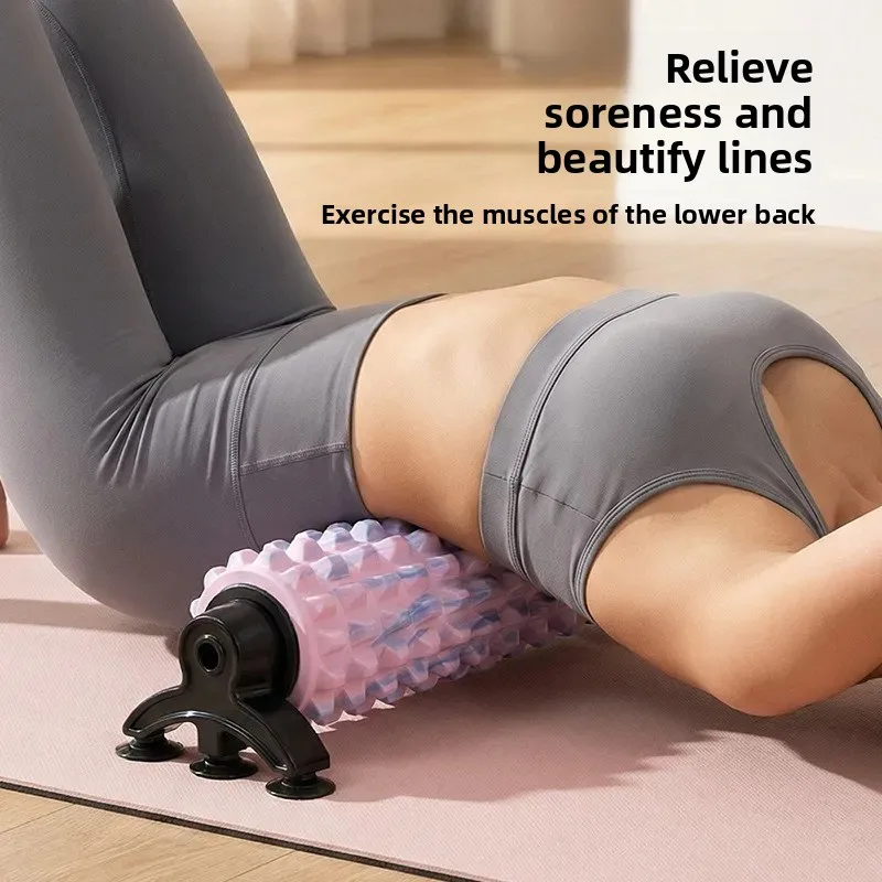 Foam Roller with 6 Suction‑Cup Fixing Brackets Yoga Fitness Column Muscle Relax Whole‑Body Body Shaping Pilates Fitness Tool