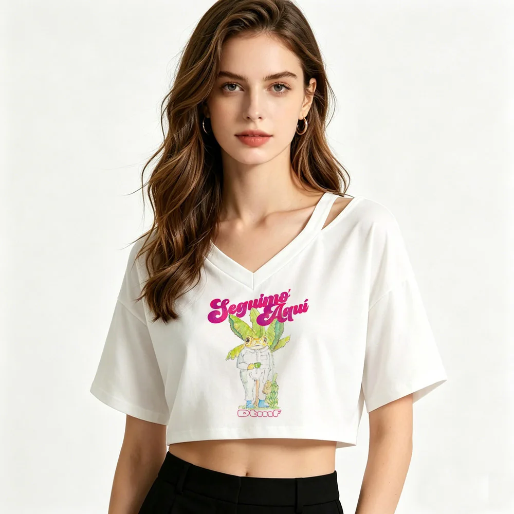 Bad Bunny crop top ladies clearance sales gothic manga t shirt meme jojifuku y2k gyaru emo