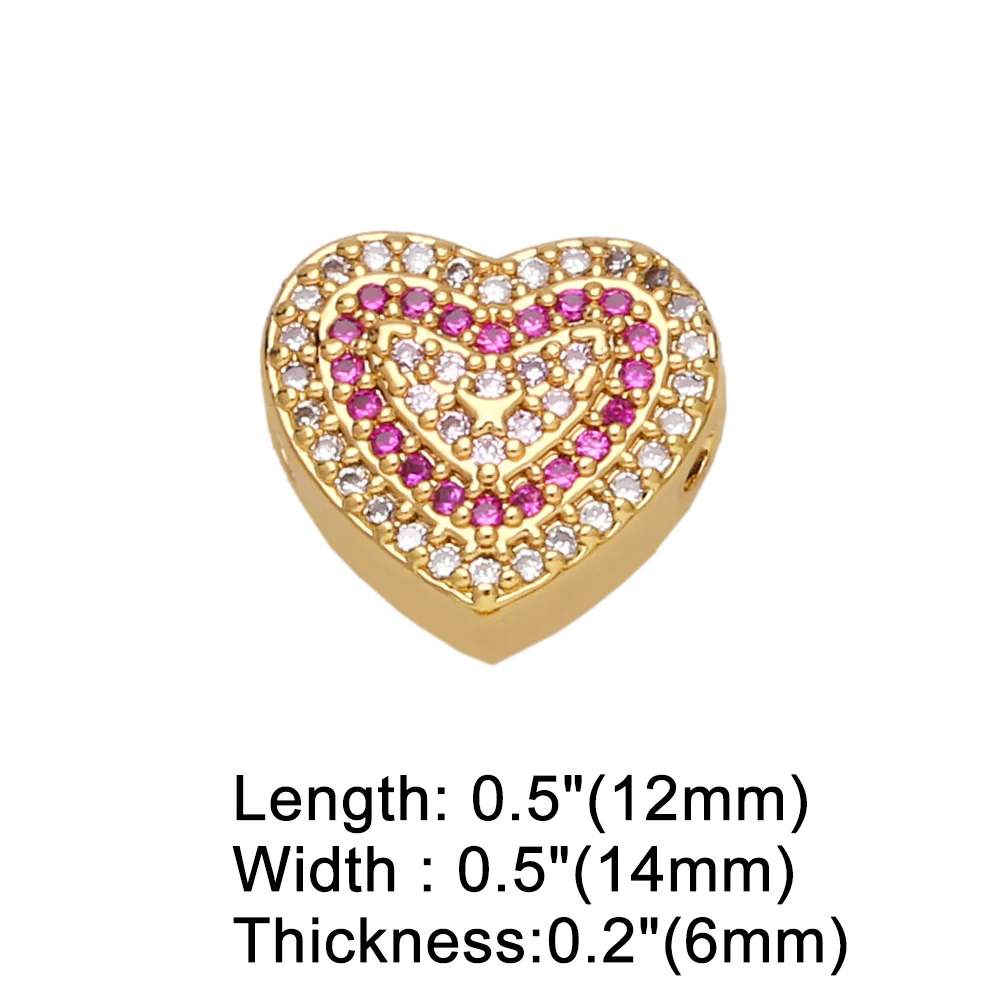 OCESRIO Multiple Color Heart Charm DIY Handmade Copper Gold Plated CZ Jewelry Making Supplies Bracelet Making Component chma161