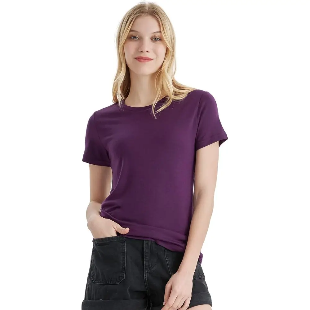 

Merino Protect 100% Merino Wool T Shirts Women Crew k Tops Short Sleeve Odor ResiBase Layer Travel Hiking Tee Shirt