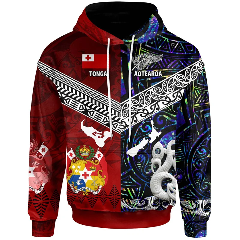 New 3D Coat Of Arms Tapa Tonga National Day Tonga Polynesian Printing Hoodies For Men Children Fashion Hooded Hoody Top Pullover