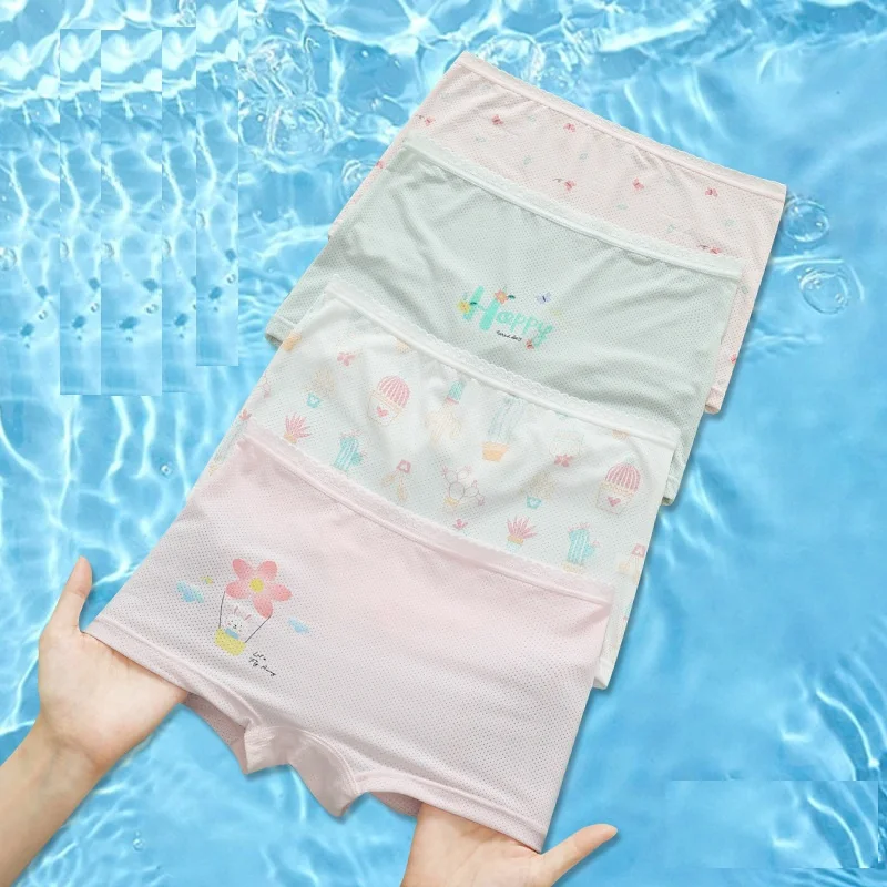 4pcs/Set Girls Underwear Children's Briefs Soft Cartoon Print for Ages 2-8 Student Adolescent Fashion Kids' Panties M-4XL