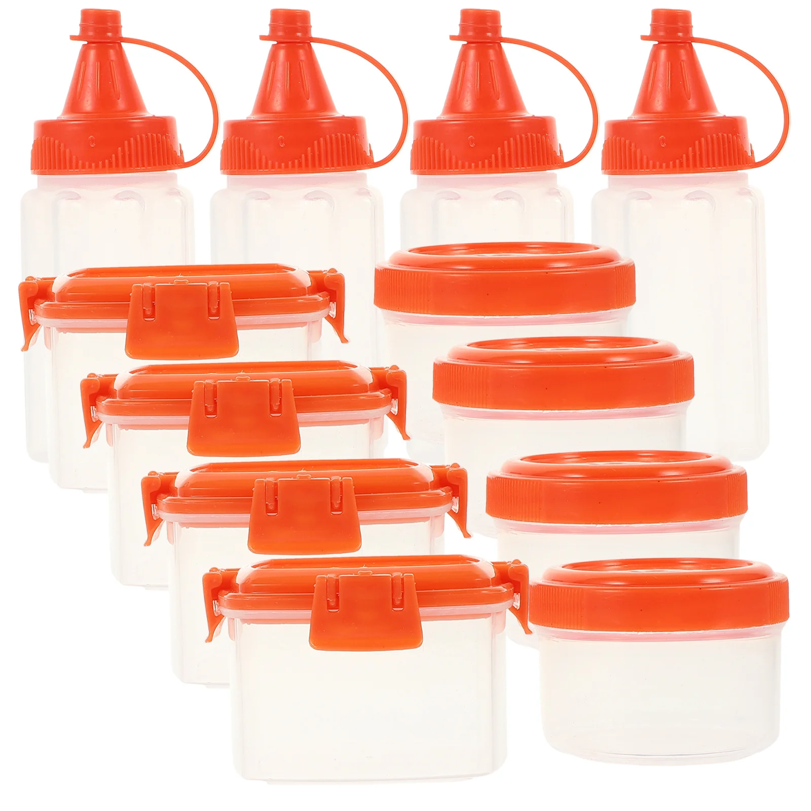 

1Set Squeeze Bottle Kit Multipurpose Square Sauce Box Storage Container for Bbq Seasoning Salad Dressing Airtight Food