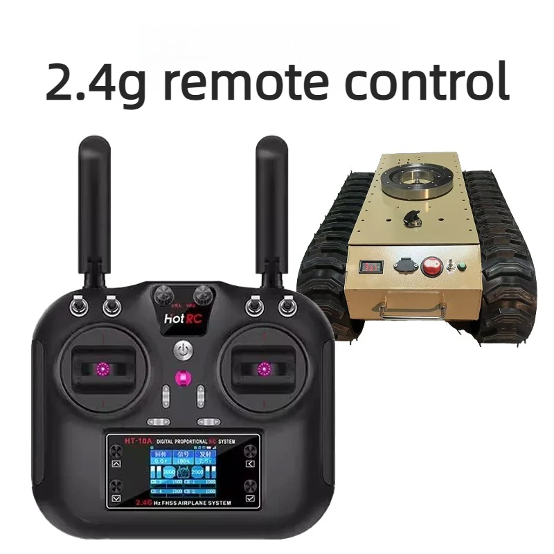 รถขนส่ง RC แชสซีแบบติดตั้งบนแทร็ก หุ่นยนต์หมุนได้ 360 องศา  มอเตอร์ไร้แปรงสำหรับทุกสภาพพื้นผิว  รีโมทคอนโทรล 2.4G รถหุ้มเกราะ