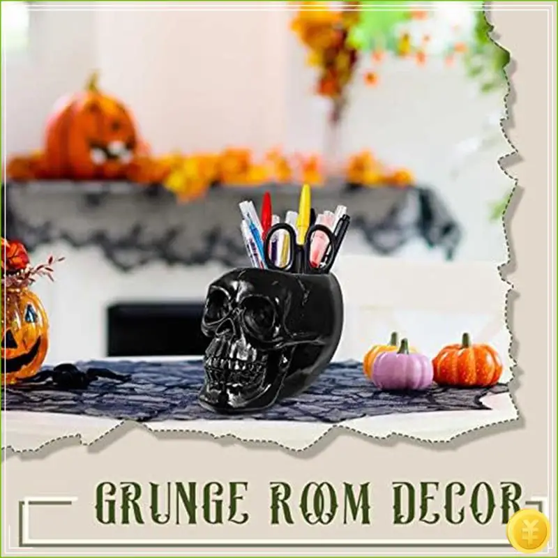 Skeleton Makeup Brush Holder Skeleton Pen Holder Brush Holder Makeup Storage Box Halloween Dressing Table Desk Durable , 2 PCS