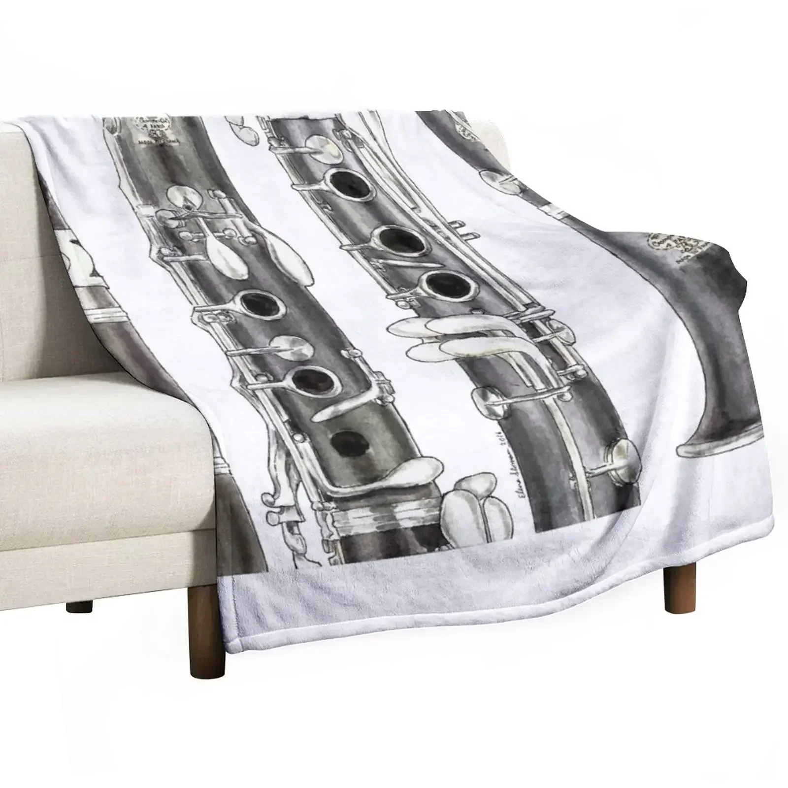 The Clarinet Throw Blanket halloween Furrys bed plaid Blankets