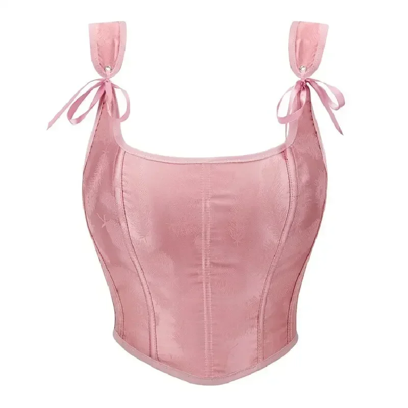 

Satin Sexy Corsets with Straps Lace-Up Overbust Bustier Crop Top For Women Slimming Corselet Body Shaper Lingerie