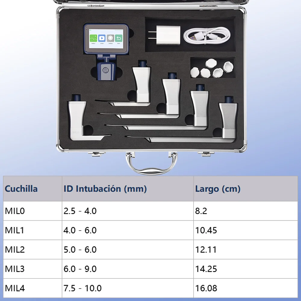 Veterinary Video Laryngoscope, includes 5 sizes Reusable Stainless Steel Blades and 3.2-inch Touchscreen Video Laryngoscope