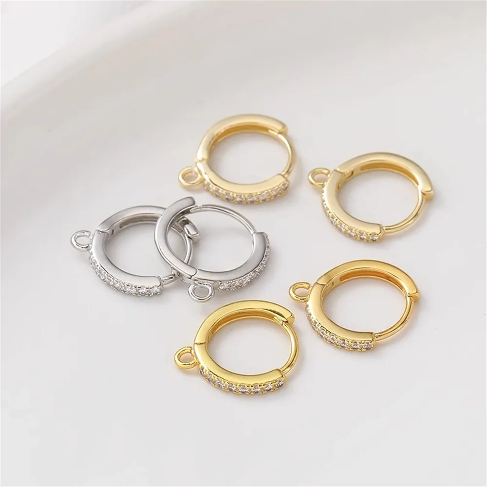 

14K Gold Inlaid Zircon Ring Earrings, Handcrafted DIY Production of Ear Clips Ear Buckles Ear Hooks Accessories E031