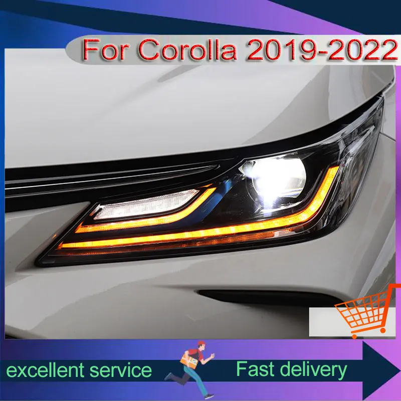 

Автостайлинг для Toyota 2019-2021, фары Corolla, ксеноновая Улучшенная передняя лампа DRL, Полный стандарт, линза проектора, автомобильные аксессуары