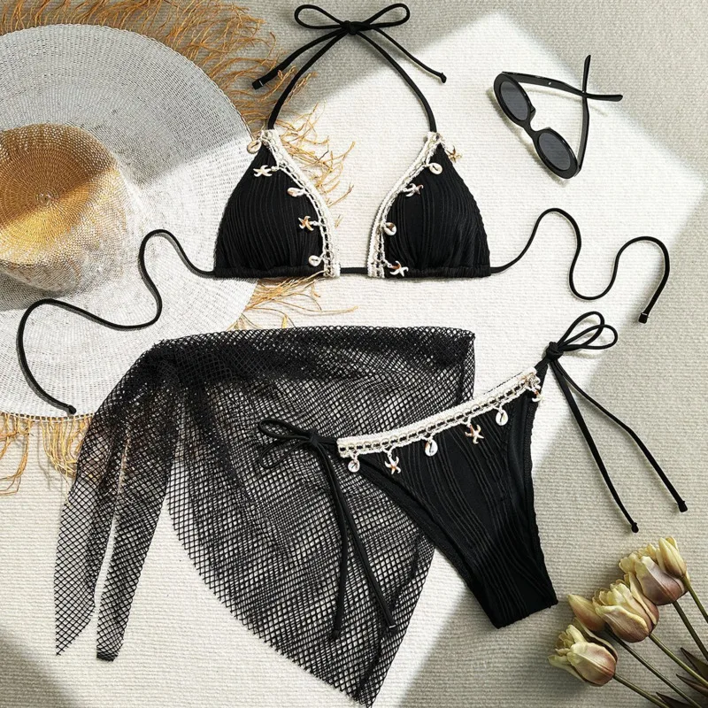 女性用スリーピースブラジルビキニセット,水着,ビーチウェア,プール,水着,セクシー,新品