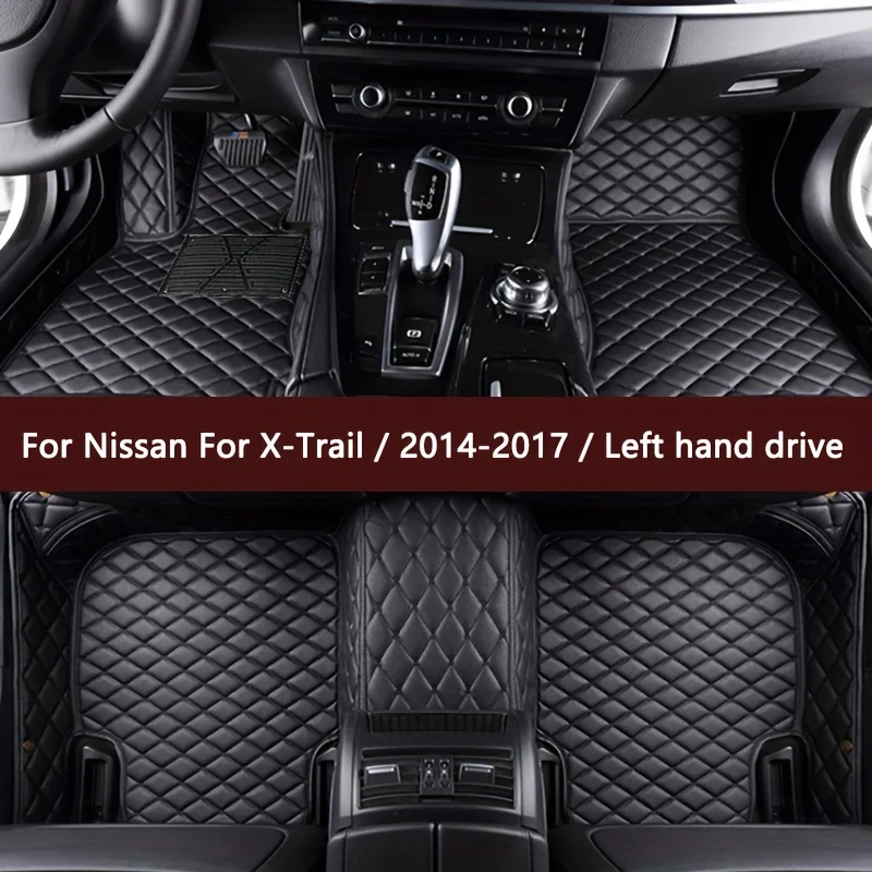

Автомобильные коврики для Nissan X-Trail/2014-2017/левое вождение, 5-местные автомобильные ковры, подушечки для ног из искусственной кожи, аксессуары для салона автомобиля