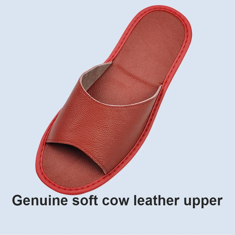 Big sizes Genuine Cow Leather Slippers Homes in indoor slipper summer open toe sandals men women elderly casual Slides shoes