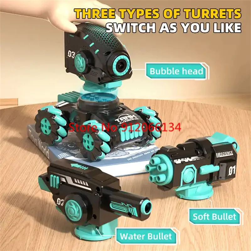 Design compatto Rilevamento gesti Smart RC Carro armato 2.4Ghz Fire Bullet Musica dinamica Multi-Person Combattimento Telecomando Stunt Car