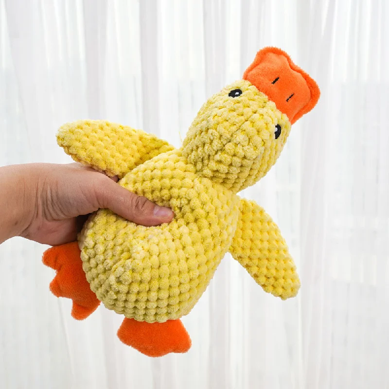 Haustier-Plüschtiere, gelbe Rush-Ente, Hundespielzeug, Plüsch, bissfest, Zahnschleifen, klingende, interaktive Corgi-Haustierprodukte – Detail 6