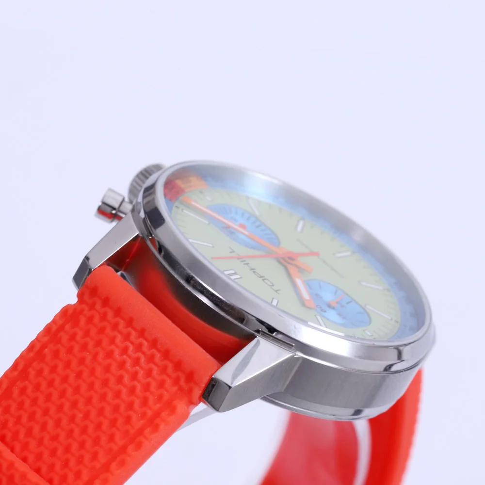 ساعات رجالي 40 مللي متر النورس ST1901 حركة الطيارين رجل سباق كرونوغراف اليد الرياح ساعة ميكانيكية الياقوت مضيئة ساعة اليد