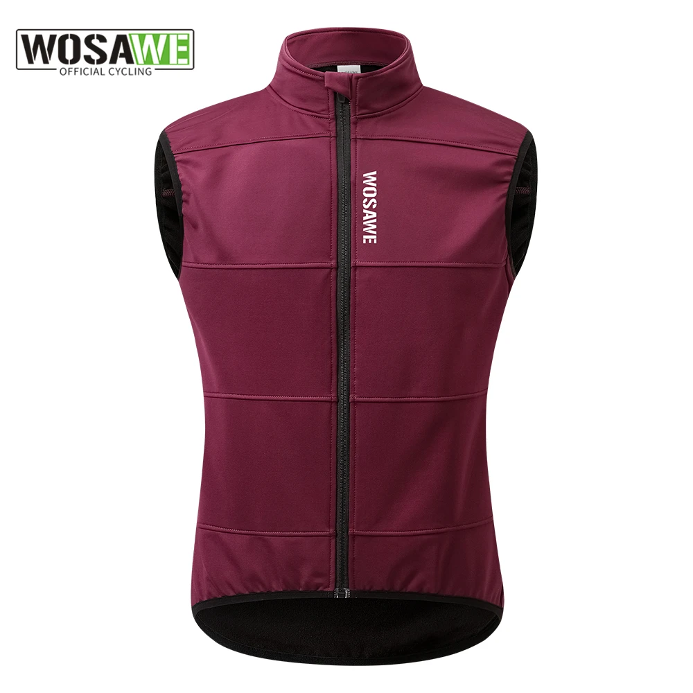 WOSAWE WINTER Gilet Thermal Fleece Men Cycling Jacket Sleeveless Cycling Bike Clothing Black Vest Winter Coat  No Pockets