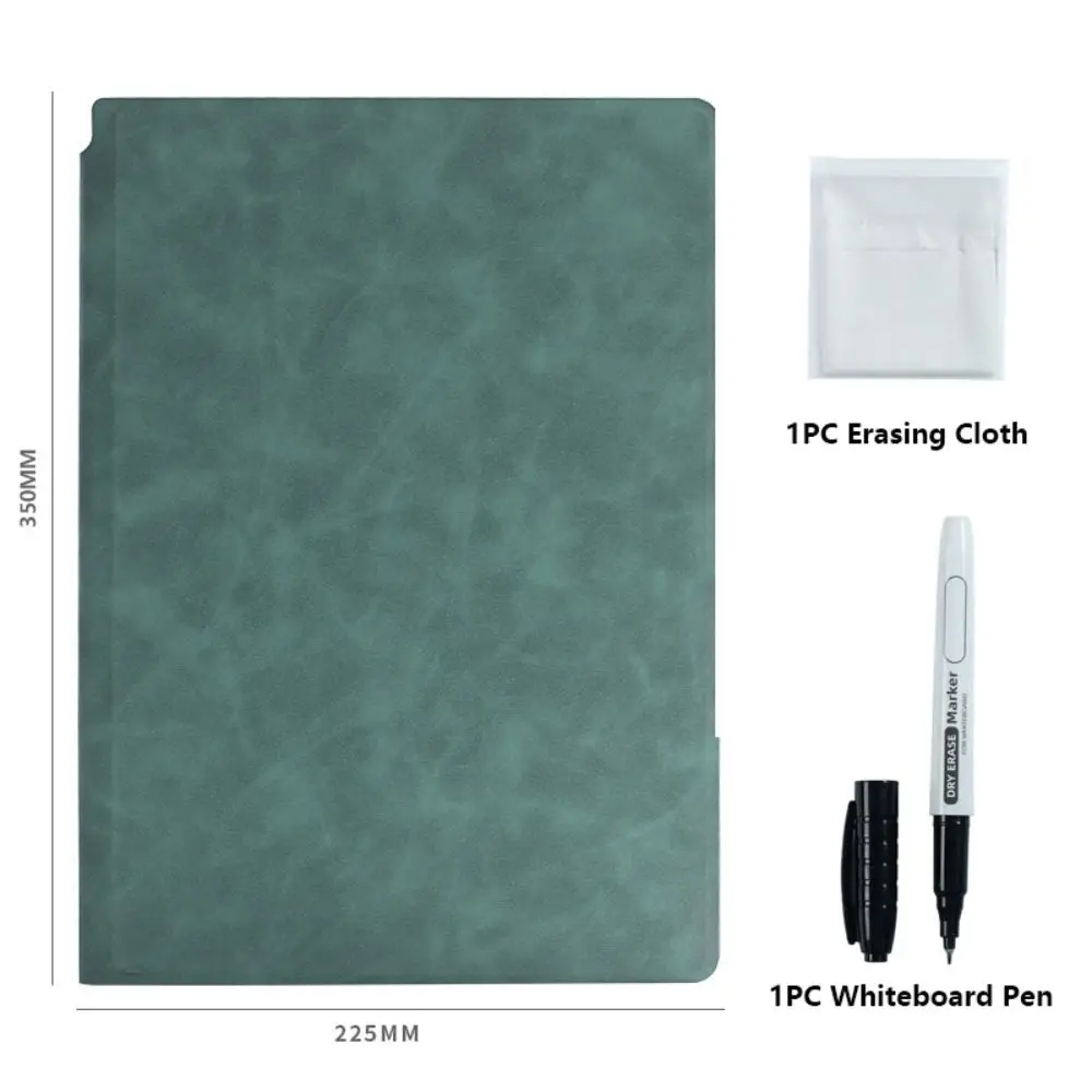 Reusable A4 Whiteboard Notebook With Whiteboard Pen With Erasing Cloth Writing Board Stationery Leather