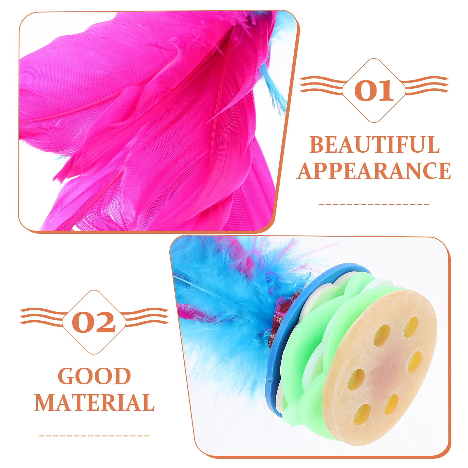 قطعتان من ألعاب الريشة الرياضية للأطفال بألوان زاهية لتمارين القدم لعبة Jianzi التقليدية للأطفال