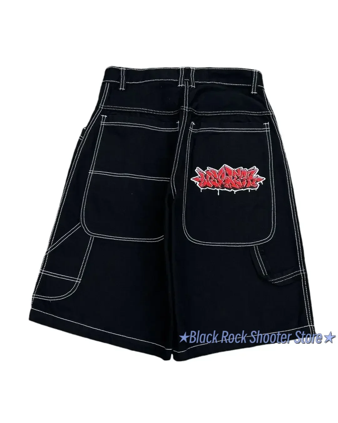 Hiphop Wear Brief Borduurwerk Grafische Shorts Harajuku Streetwear Y 2K Zwarte Jeans Denim Baggy Gym Skate Shorts Heren Kleding