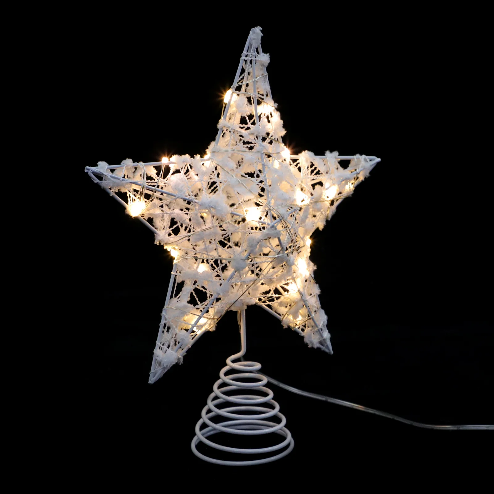 Topper per albero di Natale Stella Decorazioni di Halloween Lampada tridimensionale a LED con luci bianche natalizie