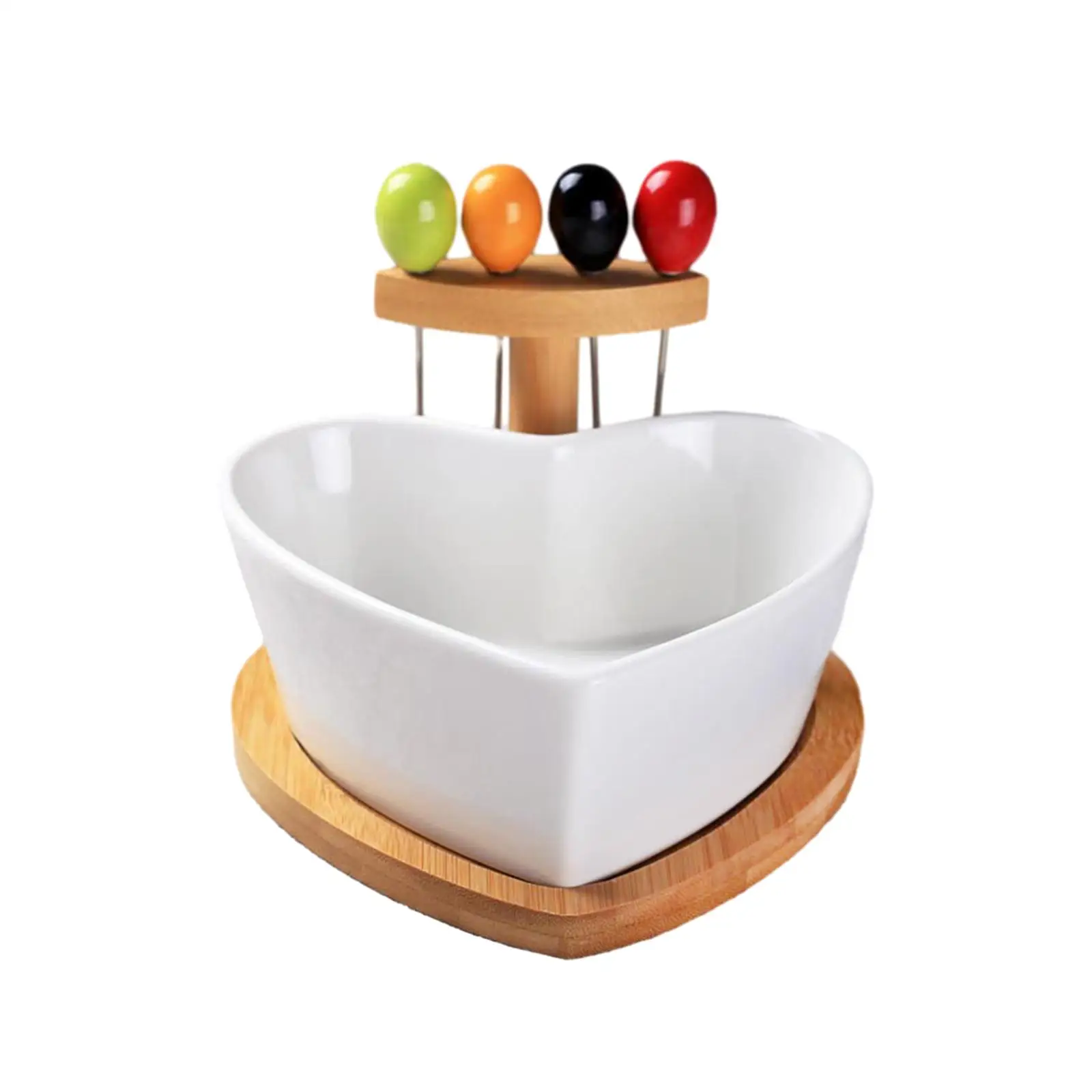 

Heart Shaped Fruit Bowl Salad Bowl Ceramics Bowl Tableware with Base Modern Serving Bowl with Forks for Celebrations Wedding